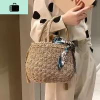 ins超火复古风简约手拎编包百搭纯色镂空手提编织包度假沙滩包NEW LAKE 图片色女士单肩包