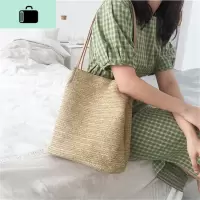 ins小清新包包编织单肩沙滩包简约托特女包春夏百搭大容量编包NEW LAKE女士单肩包