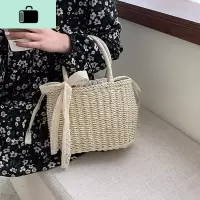 韩版ins风编包手提编织包女包沙滩包夏季海边水桶包袋2020新款NEW LAKE女士单肩包