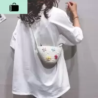 编包包女2020新款可爱花朵编织水桶包夏天百搭沙滩单肩斜挎包潮NEW LAKE女士单肩包