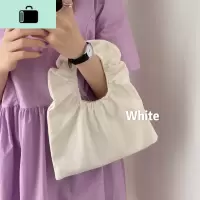 2020新款韩版网红ins风褶皱荷叶手提包女学生休闲百搭帆布饺子包NEW LAKE女士单肩包