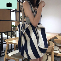 ins包包 女包新款2020春夏上新复古编织细条纹单肩大容量帆布书包NEW LAKE女士单肩包