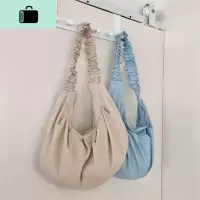 OMGSTUDIO小众包包2020新款夏天小清新皱褶帆布大容量单肩包女潮NEW LAKE女士单肩包