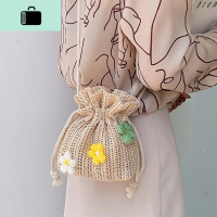 夏天小清新女包包2019新款森系花朵编水桶包ins少女单肩斜挎包NEW LAKE女士单肩包