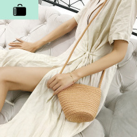 新款秋冬森系编织水桶包包女包棉线编包跨包韩版百搭单肩斜挎包NEW LAKE 卡其色小包女士单肩包