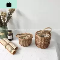 韩国ins雪梨林珊珊同款编包 夏季迷你藤编小包包手提水桶手编包NEW LAKE女士单肩包