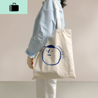 休闲韩版chic单肩帆布包包新潮女文艺ins简约学院风购物手提包袋NEW LAKE 米白色