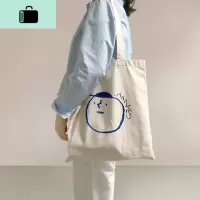 休闲韩版chic单肩帆布包包新潮女文艺ins简约学院风购物手提包袋NEW LAKE 米白色