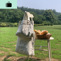 唐糖包袋/日系帆布包卡通简笔画可爱学生单肩帆布袋购物袋学生女NEW LAKE女手包