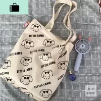 茶话会韩国ins可爱少女绵单肩包 日系森系文艺CHIC软妹帆布包袋NEW LAKE 米白色女士单肩包