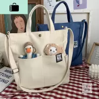 日式原创加厚帆布包手提文件袋简约百搭文艺大容量单肩斜挎包男女NEW LAKE女士单肩包