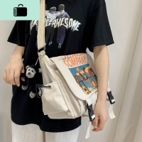 韩国ins 大容量帆布包学生上课书差包男女情侣百搭单肩斜挎包NEW LAKE女士单肩包