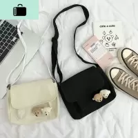帆布软妹ins单肩斜挎包女学生日系港风学院风小方包uzzlang韩版潮NEW LAKE女斜挎包