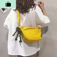 帆布包包女包新款2020纯色简约饺子包原宿ulzzang布袋单肩斜挎包NEW LAKE女斜挎包