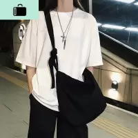 夏季超火ins女包潮酷慵懒风大容量百搭单肩包ulzzang帆布袋斜挎包NEW LAKE 黑色女士单肩包