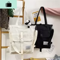 韩国帆布女学生书包斜挎中包日系原宿风双肩手提大容量百搭单肩包NEW LAKE女士单肩包