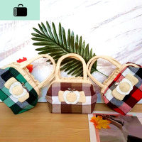 新款格子妈妈包手拎包中年帆布小包包2019时尚女士买菜零钱手提包NEW LAKE女士单肩包