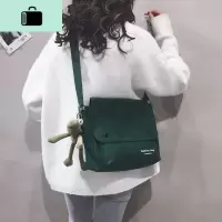 帆布包包女包新款2020纯色简约布袋包日系百搭学生上课单肩斜挎包NEW LAKE女斜挎包