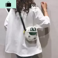 帆布包包女2020新款潮可爱卡通青蛙单肩小圆包个性时尚百搭斜挎包NEW LAKE女斜挎包