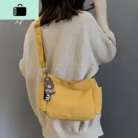 日韩系简约帆布包女2020新款潮ins简约休闲少女斜挎包单肩布袋包NEW LAKE