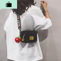 网红小包包帆布包女单肩斜挎包学生原宿风百搭韩版小方包ins森系NEW LAKE女斜挎包