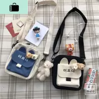 韩国ins古着感软妹斜挎包少女百搭童趣小熊小包包chic学生帆布包NEW LAKE女斜挎包