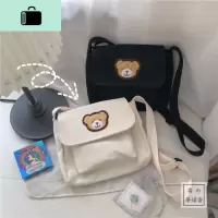 韩国INS可爱小熊古着感斜挎包日系原宿少女chic软妹单肩帆布小包NEW LAKE女斜挎包