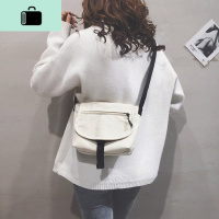 韩国ins超火日系简约原宿邮差包学生单肩背包男女百搭帆布斜挎包NEW LAKE女斜挎包
