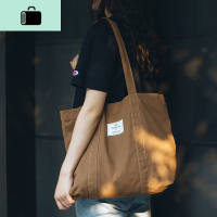 咖啡纯色小清新ins简约文艺复古森系女单肩帆布包袋托特包NEW LAKE女手包