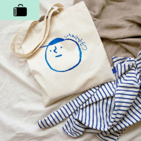 新款帆布包女日韩系chic百搭单肩购物袋手提简约学生书包NEW LAKE 白色女手包