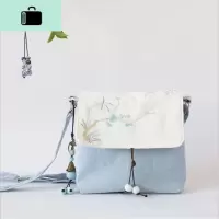 棉麻帆布绣花中国风刺绣复古风森系女文艺汉服斜挎小方包NEW LAKE女手包