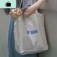 韩国街拍 自制字母帆布包女单肩原创小清新文艺帆布袋夏insNEW LAKE女手包