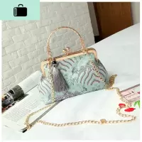 包包女大气款复古手拿包印花包女手提包2019新款中国风斜挎小包NEW LAKE女手包