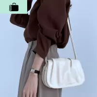 ins马鞍包女云朵包白色包包手拿斜挎韩版简约仙女褶皱2020新款潮NEW LAKE女手包