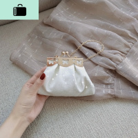 新款蝴蝶皱褶复古手提包手拿包斜跨小包女链条ins手工汉服包NEW LAKE 小蝴蝶