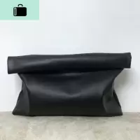 暗黑经典款pu皮简约卷边大容量黑色手拿包欧美复古手抓包袋夹包女NEW LAKE女手包