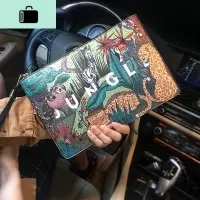 时尚青年男女情侣手包个性皮质撞色街头潮男手腕包新款印花iPad包NEW LAKE 森林王国女手包