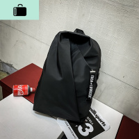 书包男士ins潮牌街头个性嘻哈背包女大学生百搭时尚潮流usb双肩包NEW LAKE 黑色字母挂件