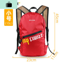 轻薄双肩包女男士轻便出游户外旅行包尼龙皮肤背包大容量可折叠包NEW LAKE 红色(小号)