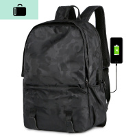 背包男士时尚潮流旅行电脑15.6寸双肩包大容量休闲简约大学生书包NEW LAKE 迷彩升级USB充电版