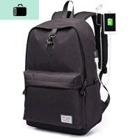 男士双肩包韩版时尚潮流休闲旅行大容量背包大学生高中学生书包男NEW LAKE 墨黑色升级版[单件]