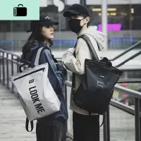书包男韩版大学生简约百搭大容量背包潮牌多用单肩斜挎包双肩包女NEW LAKE