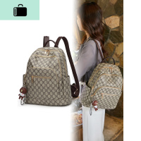 双肩包女2020新款ins超火女包包防盗印花休闲百搭旅行背包NEW LAKE 杏色