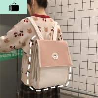 初中生书包女简约森系小清新少女背包校园ins百搭撞色学生双肩包NEW LAKE
