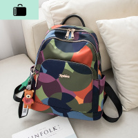 防盗双肩包女2020新款时尚牛津布尼龙防水轻便大容量旅行百搭背包NEW LAKE 花色