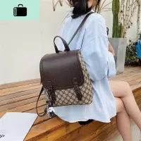 夏季双肩包2020年新款潮韩版百搭时尚潮流小背包女书包旅行小包NEW LAKE 咖色带挂件