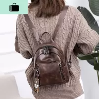 2020新款ins网红双肩包女休闲旅行包时尚韩百搭迷你软皮小背包潮NEW LAKE