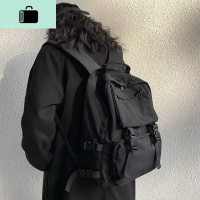 书包女韩版高中ins风暗黑潮牌大学生原宿百搭双肩包大容量背包男NEW LAKE 黑色