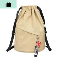 帆布束口袋健身大容量抽绳双肩包学生书包女新款背包男旅行运动包NEW LAKE