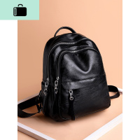 双肩包女2020新款潮韩版百搭时尚软皮女士小背包大容量学生女书包NEW LAKE 黑色